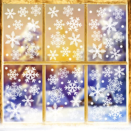 Schneeflocken Fenstersticker, 372 Fensterbilder Weihnachten, Weihnachtsdeko Fenster, Fensteraufkleber PVC Fensterdeko Selbstklebend,für Türen Schaufenster Vitrinen Glasfronten Deko von O-Kinee