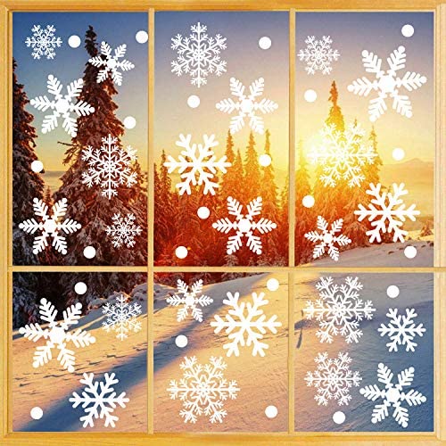 366 Schneeflocken Weihnachten Fensterbilder, Abnehmbare Fensterdeko Schneeflocken, Fensteraufkleber PVC Fensterdeko Selbstklebend, für Türen Schaufenster Vitrinen Glasfronten Deko von O-Kinee