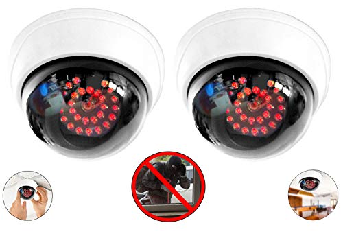 2X Kamera Attrappen Dummy Kameras mit 25 LED IR Stahler mit Fake Objektiv für den Innen- und Außenbereich Videoüberwachung Warensicherung von O&W Security