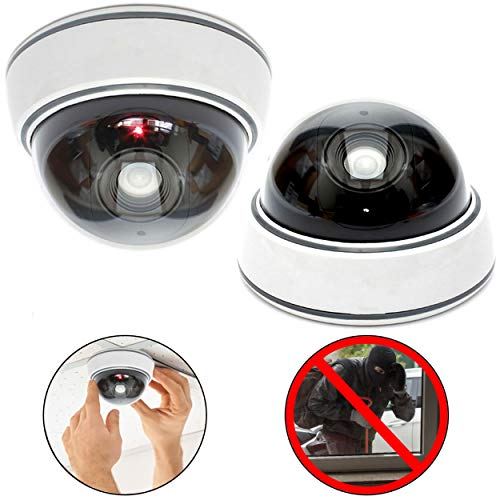O&W Security 2X professionelle Dummy Domkameras mit Blink-LED Kamera Attrappe mit Objektiv und Blinkled Videoüberwachung Warensicherung von O&W Security