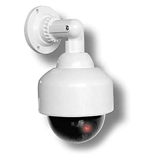 O&W Security Realistische Kamera-Attrappe, Dummykamera mit Objektiv Speed Dome mit blinkendem Licht wasserdicht für Innen- und Außenbereich von O&W Security
