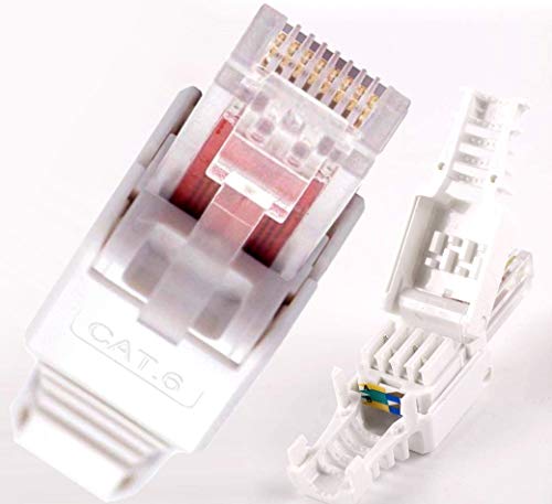 O&W Security 5x Netzwerk-Stecker RJ45 für Cat6 Cat7 Cat5 LAN-Kabel, Router, Notebook, werkzeuglose Montage von O&W Security