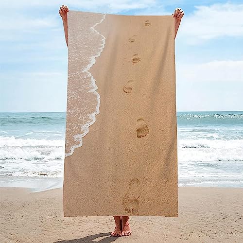 OAXACO Mikrofaser Strandtuch Fußabdrücke Strandhandtuch groß 90x180, Strände Badetuch Strandlaken Handtuch Sandfreie Schnell Trocknende Leichtes Saunatuch, reisehandtuch, Sporthandtuch von OAXACO