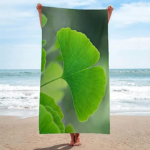 OAXACO Mikrofaser Strandtuch Ginkgo Biloba Strandhandtuch groß 100x200, Pflanzen Badetuch Strandlaken Handtuch Sandfreie Schnell Trocknende Leichtes Saunatuch, reisehandtuch, Sporthandtuch von OAXACO