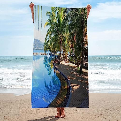 OAXACO Mikrofaser Strandtuch Palme Strandhandtuch groß 100x200, Tropisches Hawaii Badetuch Strandlaken Handtuch Sandfreie Schnell Trocknende Leichtes Saunatuch, reisehandtuch, Sporthandtuch von OAXACO