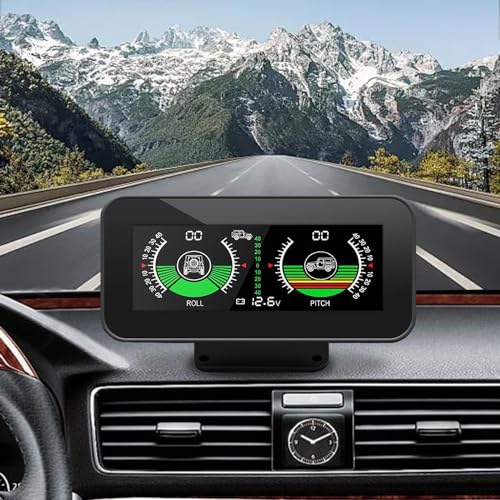OBEST GPS Auto Digital Neigungsmesser für Geländefahrzeug Niveau/Neigung/Balance Meter, Neigungswinkel Roll Winkel Spannungsüberwachung, hohe Empfindlichkeit, Energieeinsparung, passend für alle Autos von OBEST