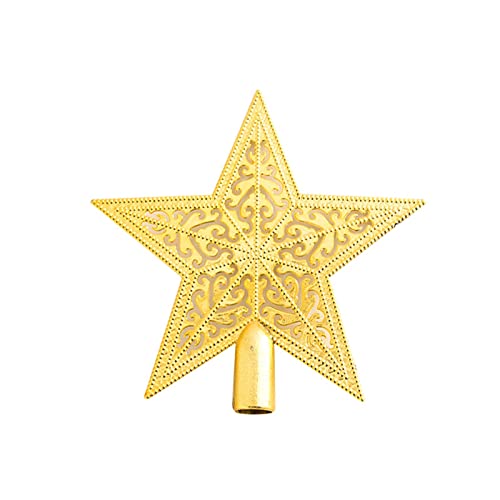 5,9-Flachstern-Baumspitze, Gold-Weihnachtsdekoration, Stern-Gold-Glitter, Weihnachtsbaum-Dekoration Büro Schubladenbox Pappe (Gold, One Size) von OBiQuzz