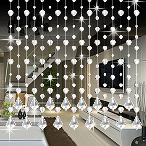 Crystal Glass Bead Curtain Luxury Living Room Bedroom Window Door Wedding Decor 90 cm Breit Ösen (Clear, One Size) von OBiQuzz