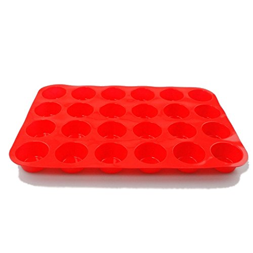 Pan Mini-Silikonhöhle 24 -Bäckerei-Seifen-Keks-Formen-Tablett Cupcake Silikon Backform Tortenboden Obstboden 26 cm (,Red, One Size) von OBiQuzz
