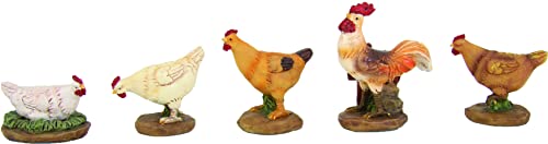ÖLBAUM 5X Hühner mit Hahn-Figuren, Krippenfiguren gut 3 cm max. Höhe, für Weihnachtskrippe für 5-11 cm Figuren geeignet, handbemalt von ÖLBAUM