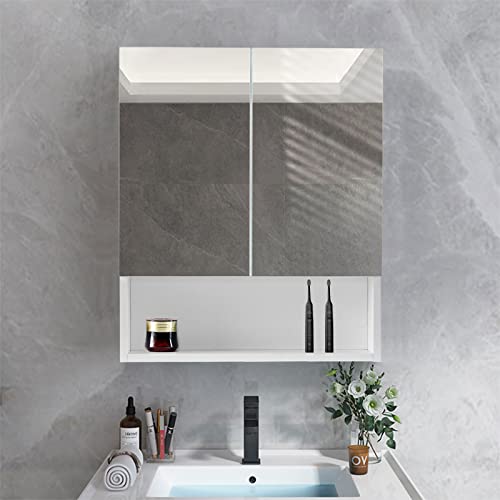 OFCASA Badezimmerschrank mit 2 Türen, Wandmontage, Badezimmerschrank mit Ablagefläche für Badezimmer, Dusche, 50 x 60 x 15 cm von OFCASA