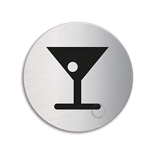 OFFORM DESIGN Schild - Bar | Türschild aus Edelstahl Ø 75 mm selbstklebend | Original Nr.39258 von OFFORM DESIGN