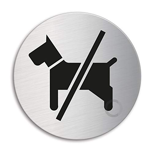 OFFORM DESIGN Schild - Hunde Nicht erlaubt | Türschild aus Edelstahl Ø 100 mm selbstklebend | Original Nr.7711 von OFFORM DESIGN