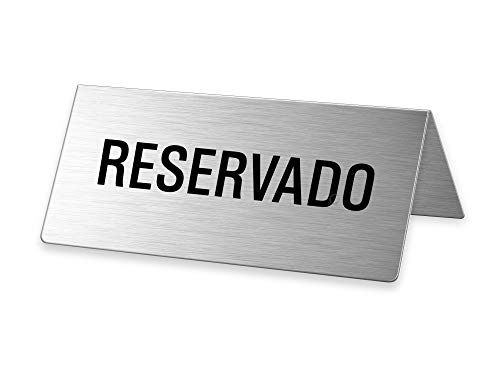 Tischschild aus Edelstahl - Reservado 85x40mm 5 Stück Nr.2689 von OFFORM DESIGN