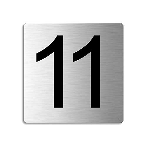 Türnummer 11 Zimmernummer Zahlen Schild aus Edelstahl 85×85 mm selbstklebend Nr.48311 von OFFORM DESIGN