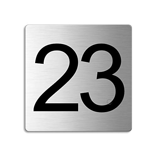Türnummer 23 Zimmernummer Zahlen Schild aus Edelstahl 85×85 mm selbstklebend Nr.48323 von OFFORM DESIGN
