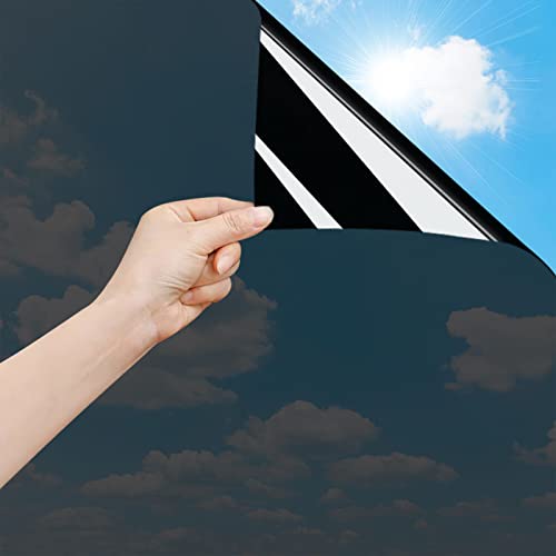 OFHome Spiegelfolie Selbstklebend Fensterfolie Sichtschutz Sonnenschutz Anti-UV Wärmeisolierung Fensterfolien für Zuhause Büro, Schwarz, 60x300cm von OFHome