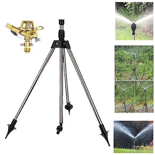 OKESYO Rasensprenger Große Flächen mit Stativ, Metall Regner Stativ, Auto Rotating Tripod Sprinkler, Garten Rasensprenger 360 Grad Sprinkler für Hof, Garten, Rasen von OKESYO