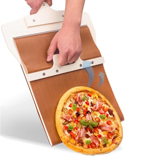 OKESYO Pizzaschieber | 42 x 26 cm Sliding Pizza Peel | Pizza Schieber | Pizza Slider Holz | Verschiebbare Pizzaschaufel | Pizza Schiebe | mit Aufhängeloch und Griff | Antihaft von OKESYO