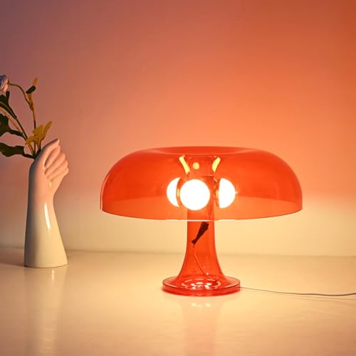 OKSANO Pilz Lampe, Mushroom Lampe,Tischlampe Mit 3 Einstellbaren FarbenLED Lampe,Mushroom Tischlampe Für Moderne Beleuchtung Für Schlafzimmer Retro Wohnzimmer Dekor (Transparent rot) von OKSANO