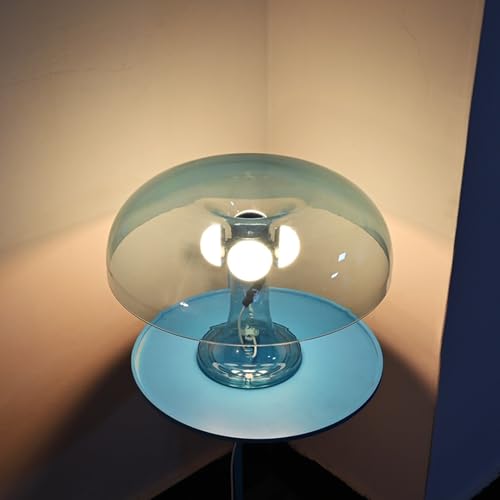 OKSANO Pilz Lampe, Orange Mushroom Lampe,Tischlampe Mit 3 Einstellbaren FarbenLED Lampe,Mushroom Tischlampe Für Moderne Beleuchtung Für Schlafzimmer Retro Wohnzimmer Dekor (Transparent blau) von OKSANO