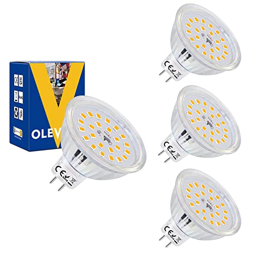 OLEVOLT MR16 GU5.3 LED Lampen 5W Warmweiß 2700K 500LM GU5.3 LED Leuchtmittel Ersatz für 50W Halogelampe LED Leuchtmittel Spot Nicht Dimmbar Kein Flackern 120° Abstrahlwinkel 12V AC/DC 4er Set von OLEVOLT