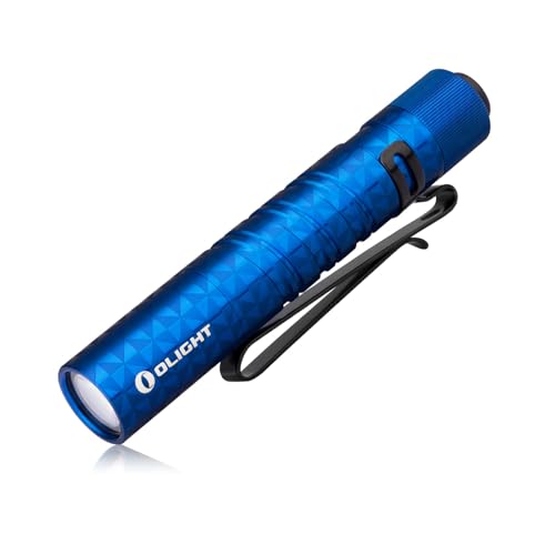 OLIGHT I3T EOS Mini LED Taschenlampe 180 Lumen 60m Reichweite, kleine und schlanke Taschenlampe mit Endkappenschalter Wasserdicht IPX8, AAA Batterie, für Camping, Jagd, Ourdoor und Notfall(Blau) von OLIGHT