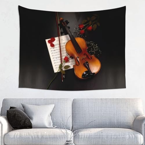 OLLiNs Wandteppich, Violine, Musiknoten, bedruckt, Raumdekoration für Party, Heimdekoration, 73 x 95 cm von OLLiNs