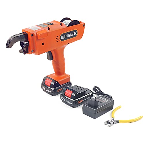 Bewehrungsverbinder 12V Elektrische Rebar Bindemaschine, Automatische Drahtbindemaschine Handheld Rebar Tying Machine mit Aufbewahrungsbox 2 Lithium Ionen Batterien Knotendrahtlänge 300-500mm von OMGGYER