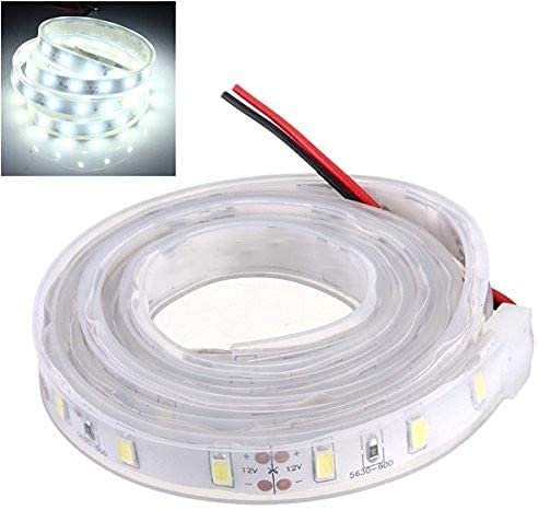ONPIRA LED Streifen 12V Wasserdicht mit Kabel Selbstklebend 5050 SMD Auswahlmöglichkeit 10-100cm und 7 Farben (Kalt-Weiß, 90cm) von ONPIRA