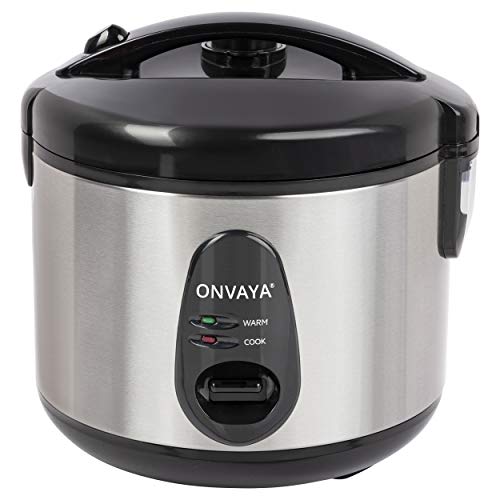 ONVAYA® Reiskocher 1,2 Liter aus Edelstahl | inklusive Dampfgarer-Einsatz | Doppeldeckel Warmhaltefunktion | Antihaftbeschichtung | Für bis zu 6 Personen von ONVAYA