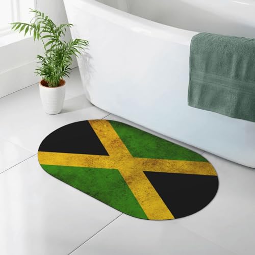 OPSREY Weiche Bodenmatte, Motiv: alte jamaikanische Flagge, bedruckt, Kieselgur, schnell trocknend, Badezimmerteppich, Badvorleger von OPSREY