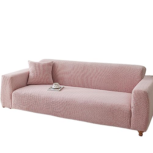 OQHAIR 1 Stück Stretch-Jacquard Sofaüberwurf 4-Sitzer rutschfest Sofahusse Abnehmbar Sofaschoner Möbelschutz für Wohnzimmer -Rosa-4 Seater von OQHAIR