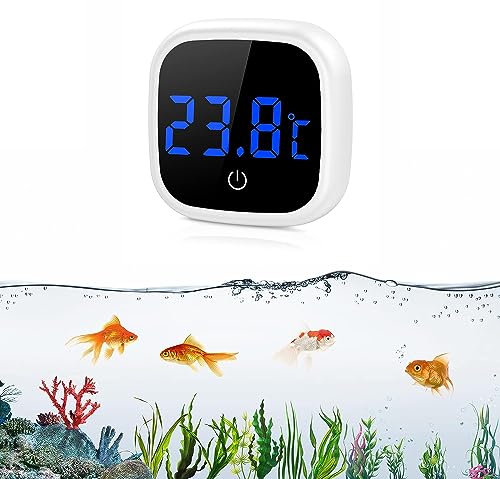 OQIMAX Aquarium Thermometer, Mini Digital Aquarium Thermometer, LED Display, Touch Screen, Präzision Elektronische Temperaturmessung, Aquarium Thermometer Digital für Süßwasser Marine Aquarium von OQIMAX