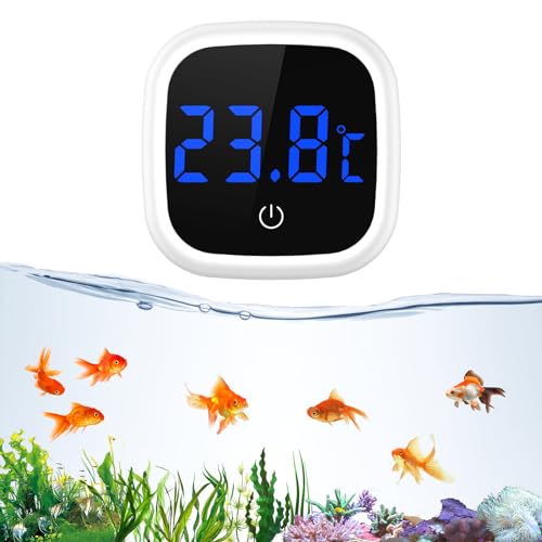 ORIA Aquarium Thermometer, Digital Temperaturmessgerät Aquarium mit LED Display, Genau Temperatursensor, Mini Marine Thermometer, für Aquarium Süßwasser Meerwasser Reptilien von ORIA
