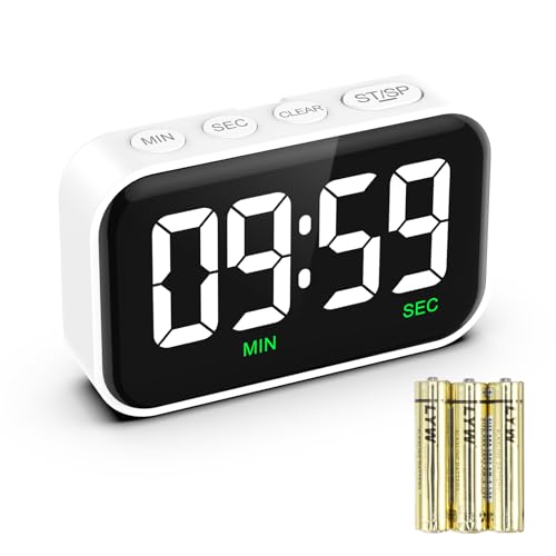 ORIA Digitaler Küchentimer, Magnetischer Countdown Countup Timer mit 3,5'' Große LED-Display, Küchentimer Kurzzeitwecker Eieruhr mit Lauter Alarm, LED Visuelle Timer für Kochen Fitness Backen - Weiß von ORIA