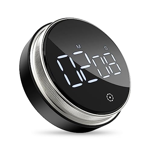 ORIA Digitaler Küchentimer Magnetischer, 3'' LED Küchenwecker Kurzzeitmesser Eieruhr mit Klapphalterung & Rutschfesten Pads, 3 Lautstärkestufen, für Kochen, Sport, Backen, Studieren - Schwarz & Silber von ORIA