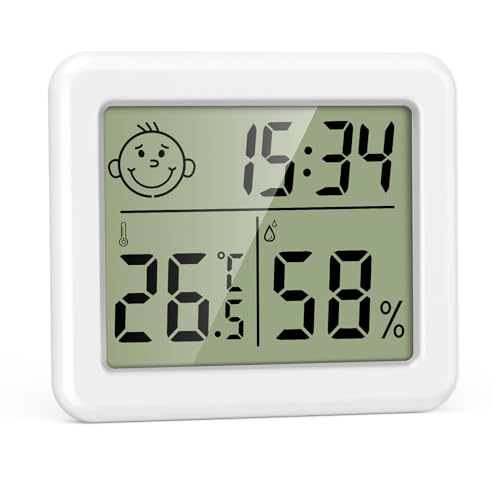 ORIA Digitales Thermometer Hygrometer Mini, Innen Luftfeuchtigkeitsmessgerät Temperatur-Monitor, mit 3,2" Bildschirm, Luftkomfort-Anzeige, °C/°F umschaltbar, 3 Montagearten, für Hotel, Büro, Haus von ORIA