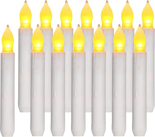 ORIA LED Kerzen Licht, 12 Stück Konische Flammenloses Flackerndes Candle Lights, Harry Potter Schwimmende Kerzen, für Weihnachtsfeiern, Hochzeiten, Dekorationen, Feiertagsfeiern - Warmes Gelb von ORIA