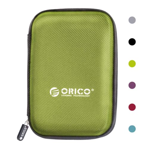 ORICO Festplattentasche 2,5 Zoll Wasserdicht HDD SSD Case mit Innengröße 140x90x25mm zum Organisieren von 2,5'' Festplatten und Computer-Zubehör,Grün(PHD-25) von ORICO