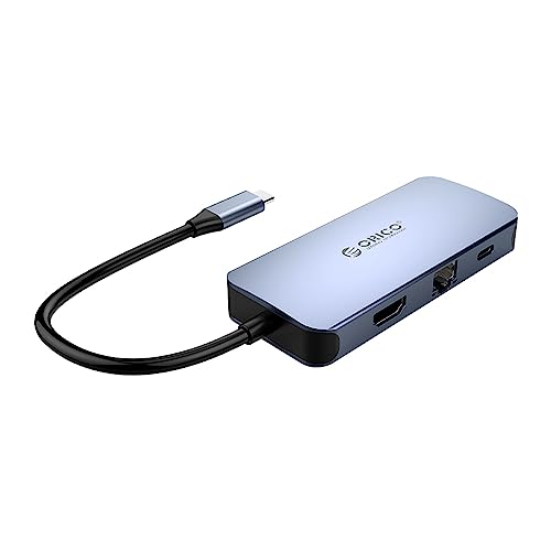 ORICO 6 in 1 Adapter Hub, HDMI 4K + 3X USB 3.0 + RJ45+ USB-C PD 100W von ORICO