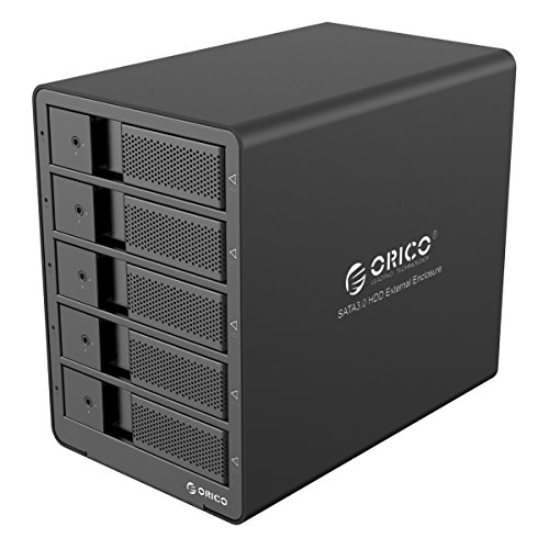 ORICO Aluminium 2 Bay 8,9 cm SATA auf USB 3.0 Externe Festplatte Gehäuse unterstützt 2 x 6TB Drive – Silber (9528u3-us) 5 Bay-Black von ORICO