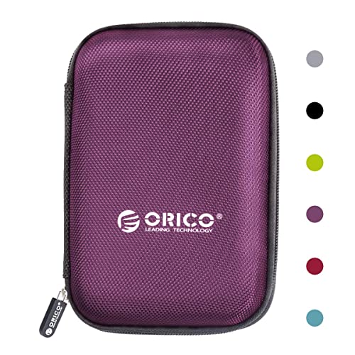 ORICO Festplattentasche 2,5 Zoll Wasserdicht HDD SSD Case mit Innengröße 140x90x25mm zum Organisieren von 2,5'' Festplatten und Computer-Zubehör,Lila(PHD-25) von ORICO