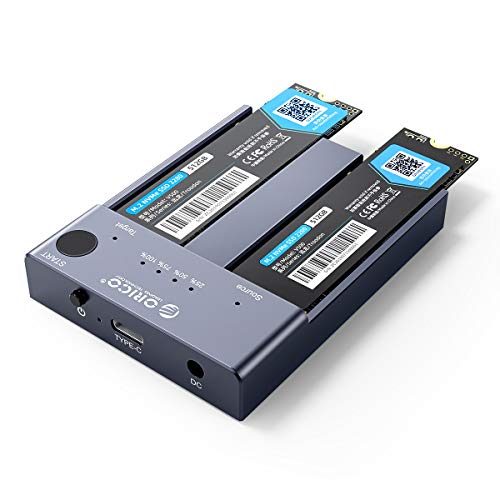 ORICO NVMe Clone Dockingstation M.2 Dual- Bay 10Gbit/s mit Offline-Clone Duplikatorfunktion ,USBC NVME 2 Fach Gehäuse für PCIe M-Key 2242 2260 2280 22110 M2 SSD, Werkzeuglos (SSD Nicht Enthalten)-M2P2 von ORICO