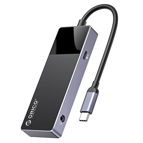 USB C Hub, ORICO 6 in 1 USB Splitter, Docking Station Multiport Adapter mit PD 100W, HDMI 4K@30Hz, USB-A 3.0×3, 3.5mm Audio×1, USB Verteiler kompatibel für Dell/Surface/HP/Lenovo Laptop von ORICO
