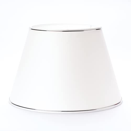 Hochwertiger Lampenschirm Stoffschirm weiß mit Silberkante rund 32cm Chintz von ORION LIGHTSTYLE