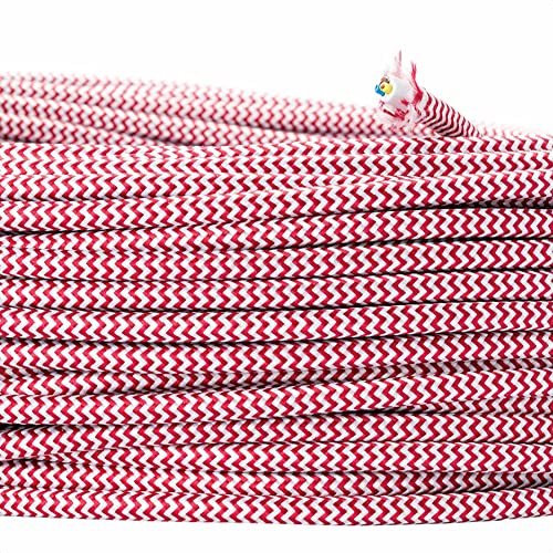 ORION LIGHTSTYLE Textilkabel für Lampen, 5 m Rot-Weiß, 3-adrig, (3x 0,75 mm²) - Kunststoff Stromkabel mit Erdleiter, Textil ummantelt von ORION LIGHTSTYLE