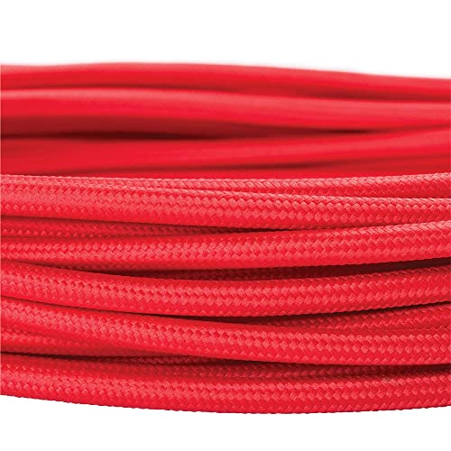 Textilkabel für Lampen, 5 m Rot, 3-adrig, (3x 0,75 mm²) - Kunststoff Stromkabel mit Erdleiter, Textil ummantelt von ORION LIGHTSTYLE