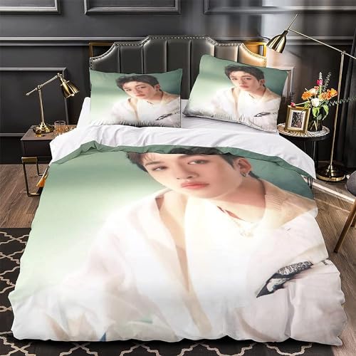 ORTIZE Strey Kids bettwäsche 135x200 Koreanische Boyband Bettbezug Set Kinderbettwäsche Mit 1 Kissenbezüge 80 x 80,#1,Bettbezüge für Mädchen und Jungen Mit Reißverschluss von ORTIZE