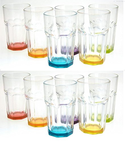 Trinkglas Cocktailglas Caipirinha Glas Transparent oder Farbig sortiert 300 ml, Farbe:Mehrfarbig sortiert, Stückzahl:12 Stück von OSMA Werm GmbH